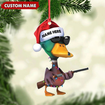 Personalized Funny Duck Hunting Acrylic Christmas Ornament Custom Gift for Hunters & Outdoor Lovers