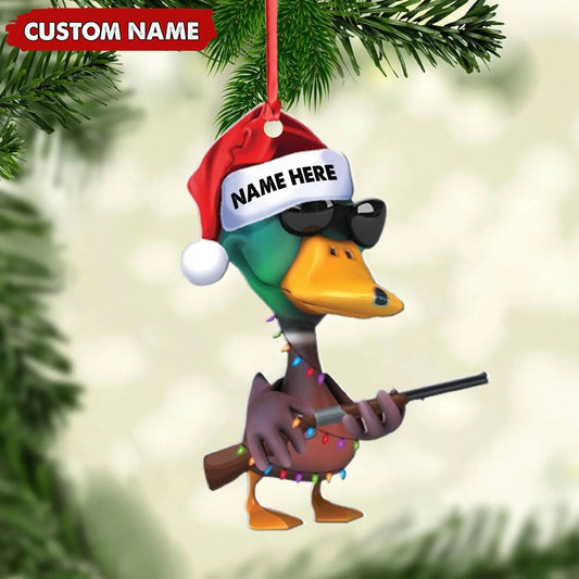 Personalized Funny Duck Hunting Acrylic Christmas Ornament Custom Gift for Hunters & Outdoor Lovers