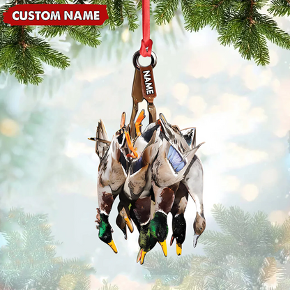 Custom Duck Hunting Acrylic Ornament - Personalized Waterfowl Christmas Decoration