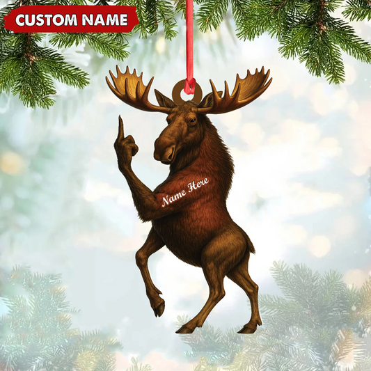 Personalized Funny Moose Acrylic Christmas Ornament - Custom Decoration Holiday Gift for Hunters