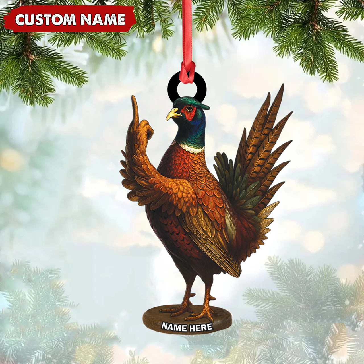 Personalized Funny Pheasant Acrylic Ornament - Custom Christmas Gift for Hunters & Bird Lovers