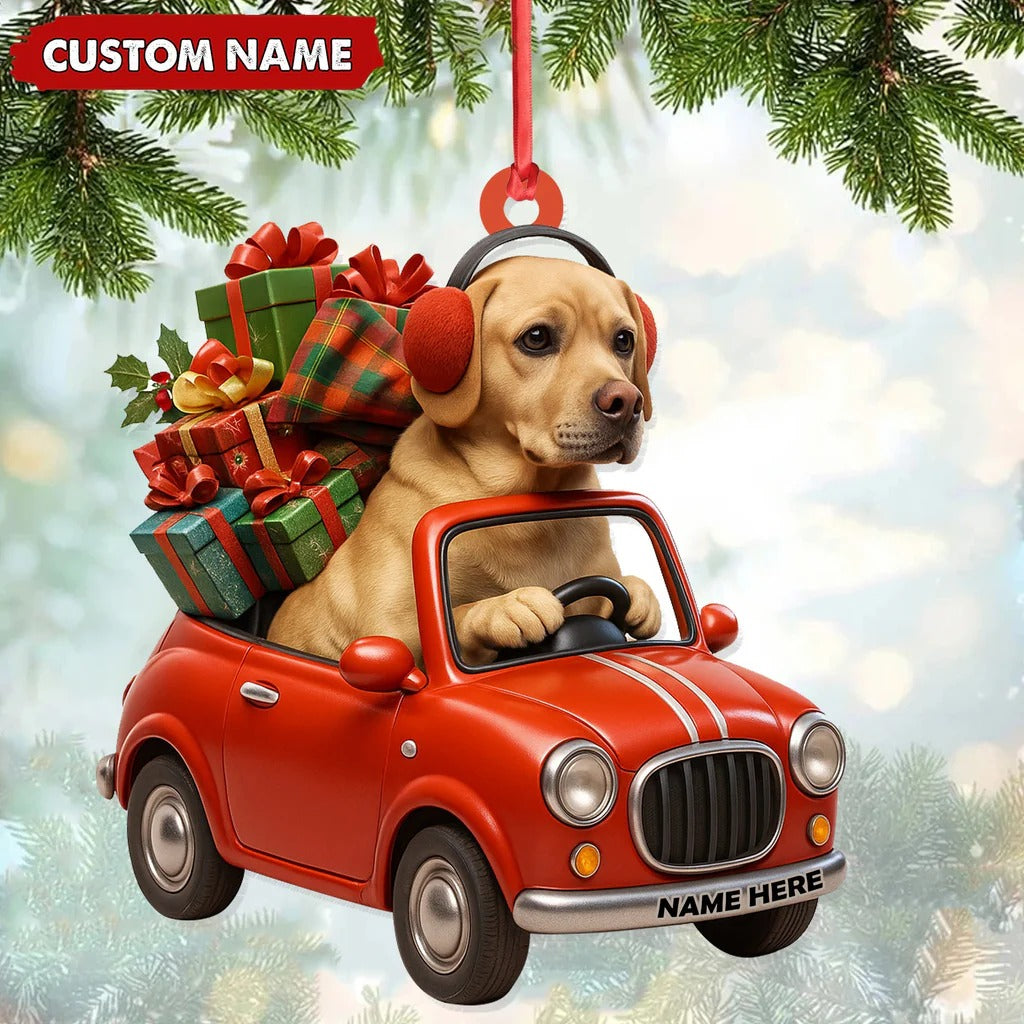 Personalized Funny Dog Driving Car Acrylic Christmas Ornament - 3D Christmas Decor Gift for Hunters & Outdoorsmen
