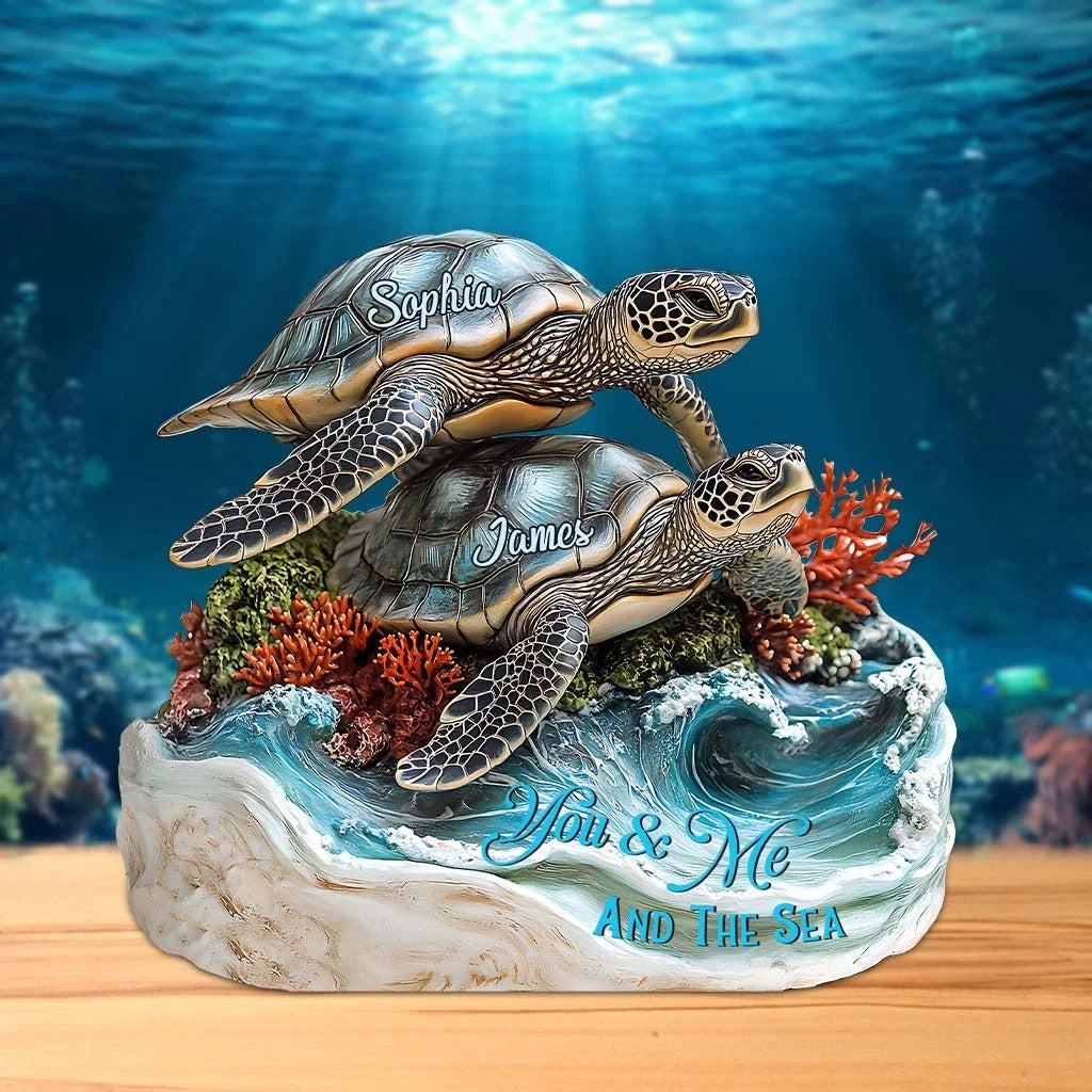 You And Me And The Sea - Personalized Turtle Custom Shaped Acrylic Plaque