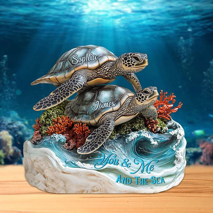 You And Me And The Sea - Personalized Turtle Custom Shaped Acrylic Plaque