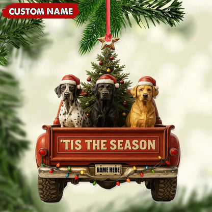 Personalized Hunting Dogs Truck Ornament, Custom Name Christmas Gift for Dog Lovers