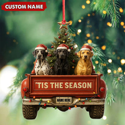 Personalized Hunting Dogs Truck Ornament, Custom Name Christmas Gift for Dog Lovers
