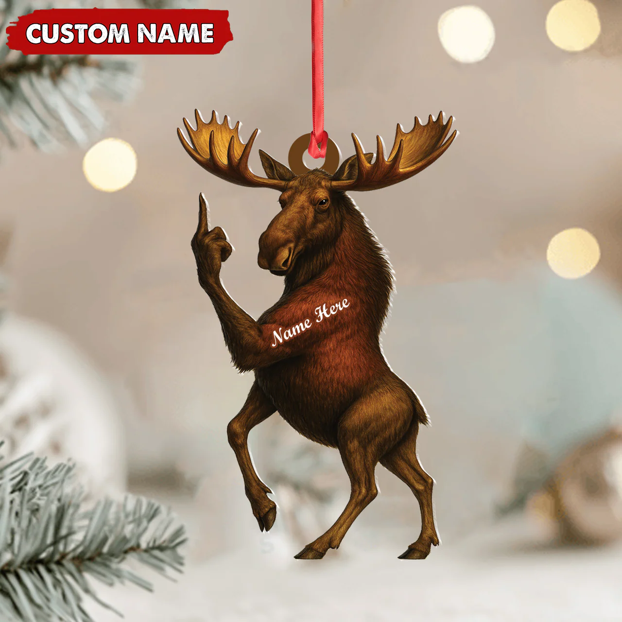 Personalized Funny Moose Acrylic Christmas Ornament - Custom Decoration Holiday Gift for Hunters