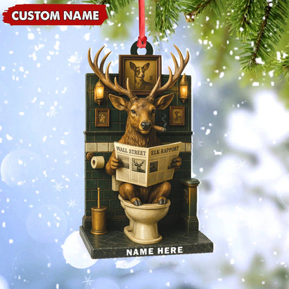 Personalized Acrylic Deer Bathroom Christmas Ornament - Funny Personalized Holiday Decor for Hunters & Wildlife Lovers