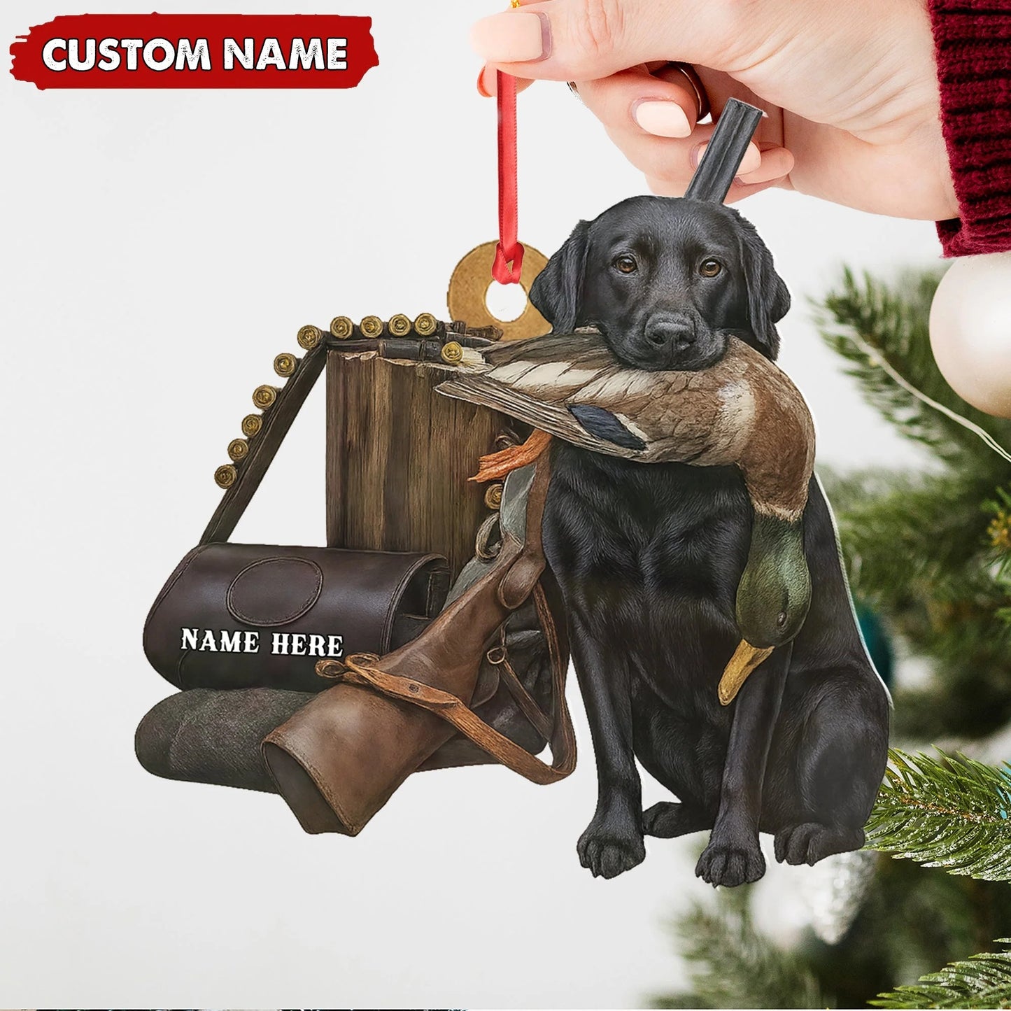 Personalized Duck Hunting Dog Ornament - Personalized Acrylic Christmas Decor for Hunters