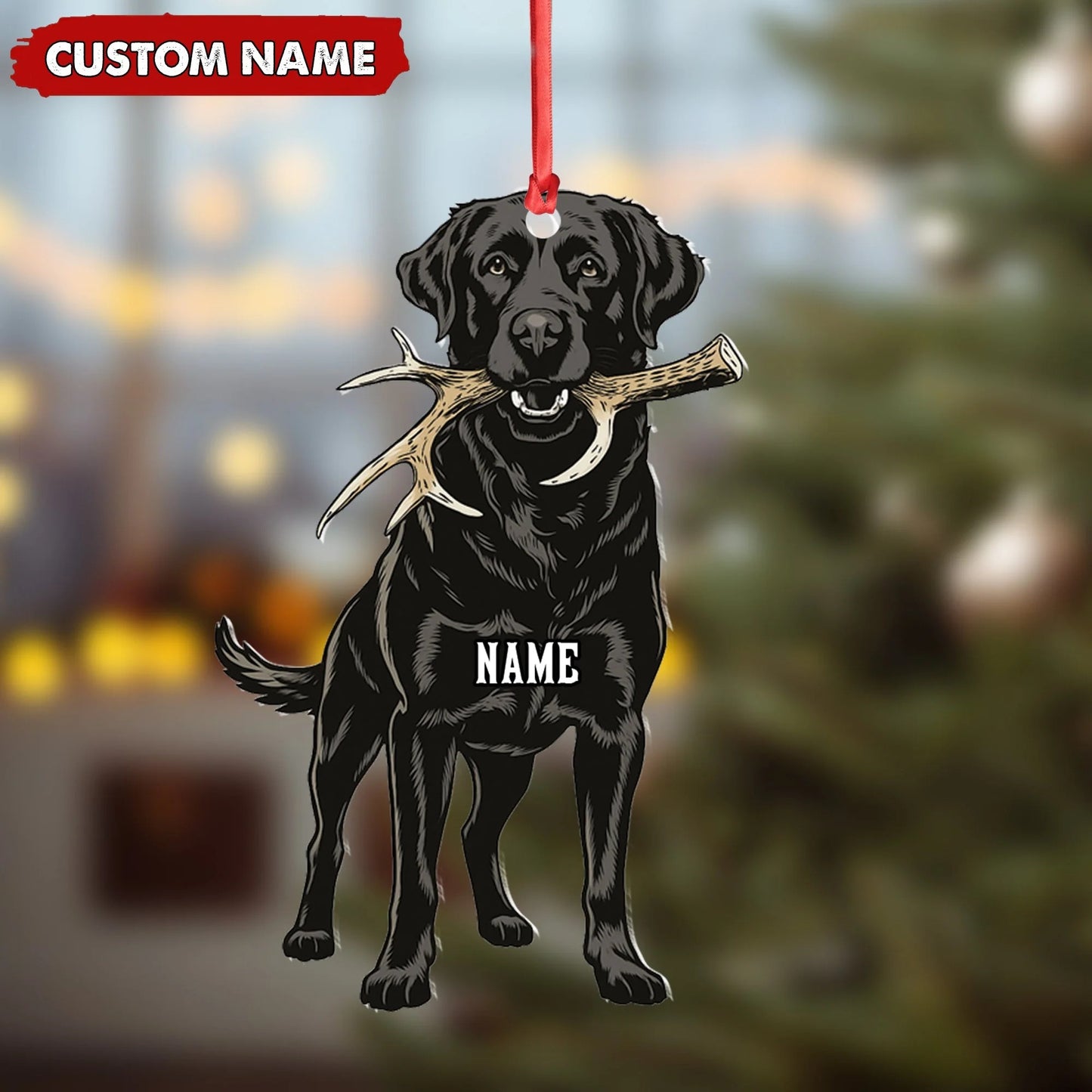 Personalized Black Lab Dog Christmas Ornament - Personalized Hunting Dog Acrylic Decor