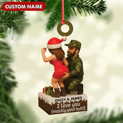 Personalized Funny Hunter Couple Acrylic Ornament - Custom Name Christmas Gift for Him or Her