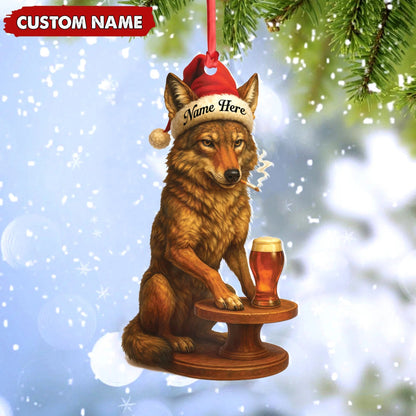 Personalized Acrylic Wolf Coyote Christmas Ornament - Personalized Holiday Decoration for Hunters & Wildlife Lovers