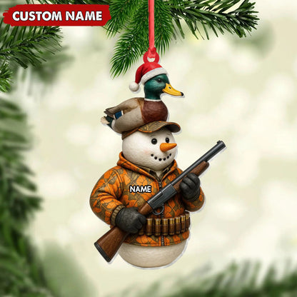 ersonalized Duck Hunter Snowman Ornament, Custom Name Christmas Decoration for Hunters