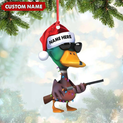 Personalized Funny Duck Hunting Acrylic Christmas Ornament Custom Gift for Hunters & Outdoor Lovers