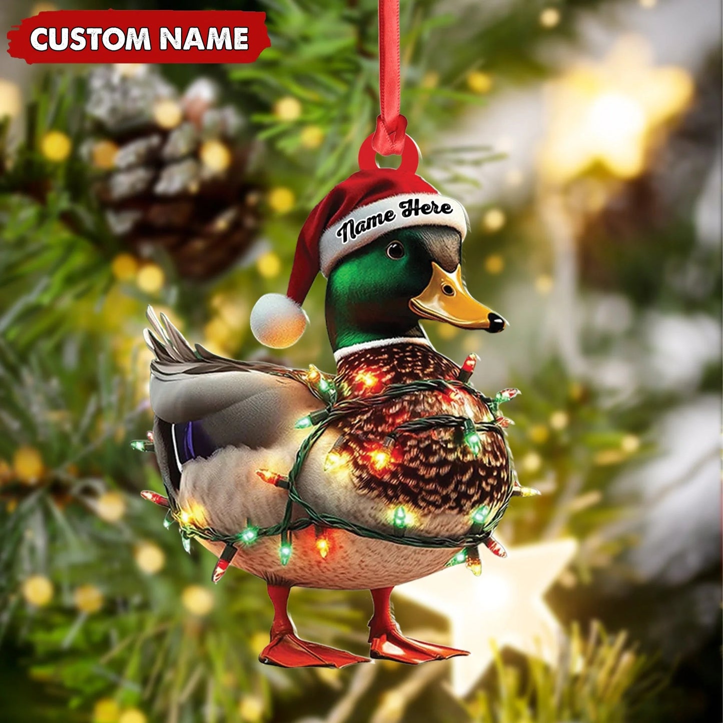 Personalized Duck Acrylic Christmas Ornament Funny Custom Hunting Tree Decoration For Hunters