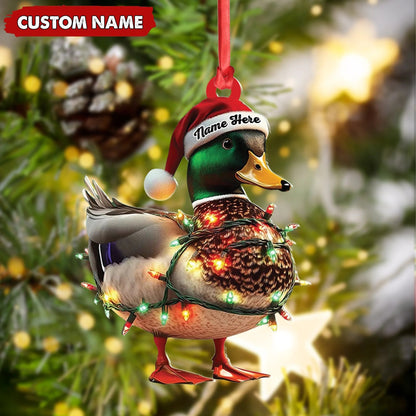 Personalized Duck Acrylic Christmas Ornament Funny Custom Hunting Tree Decoration For Hunters