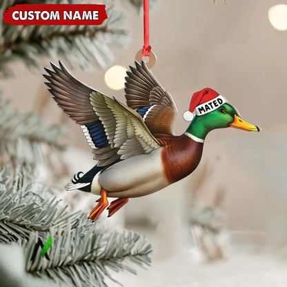 Personalized Flying Duck Acrylic Ornament - Custom Name Christmas Acrylic Gift for Hunters