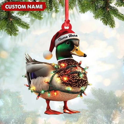 Personalized Duck Acrylic Christmas Ornament Funny Custom Hunting Tree Decoration For Hunters