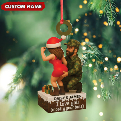 Personalized Funny Hunter Couple Acrylic Ornament - Custom Name Christmas Gift for Him or Her