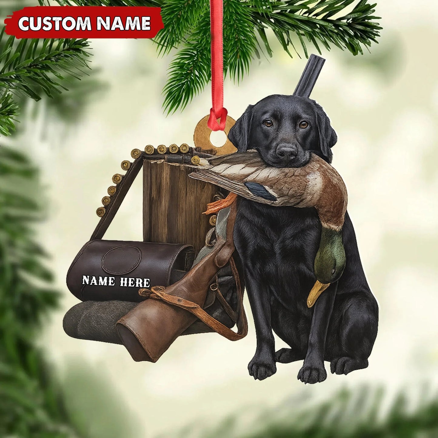 Personalized Duck Hunting Dog Ornament - Personalized Acrylic Christmas Decor for Hunters