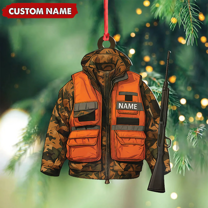 Personalized Hunter Ornament - Custom Camo Jacket Christmas Decoration for Men & Hunters
