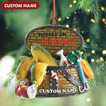 Custom Fishing Ornament - Personalized Hooked on Fishing Christmas Decoration