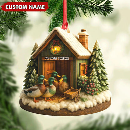 Personalized Acrylic Mallard Duck Family Christmas Ornament - Rustic Holiday Cabin Decor for Nature & Wildlife Lovers