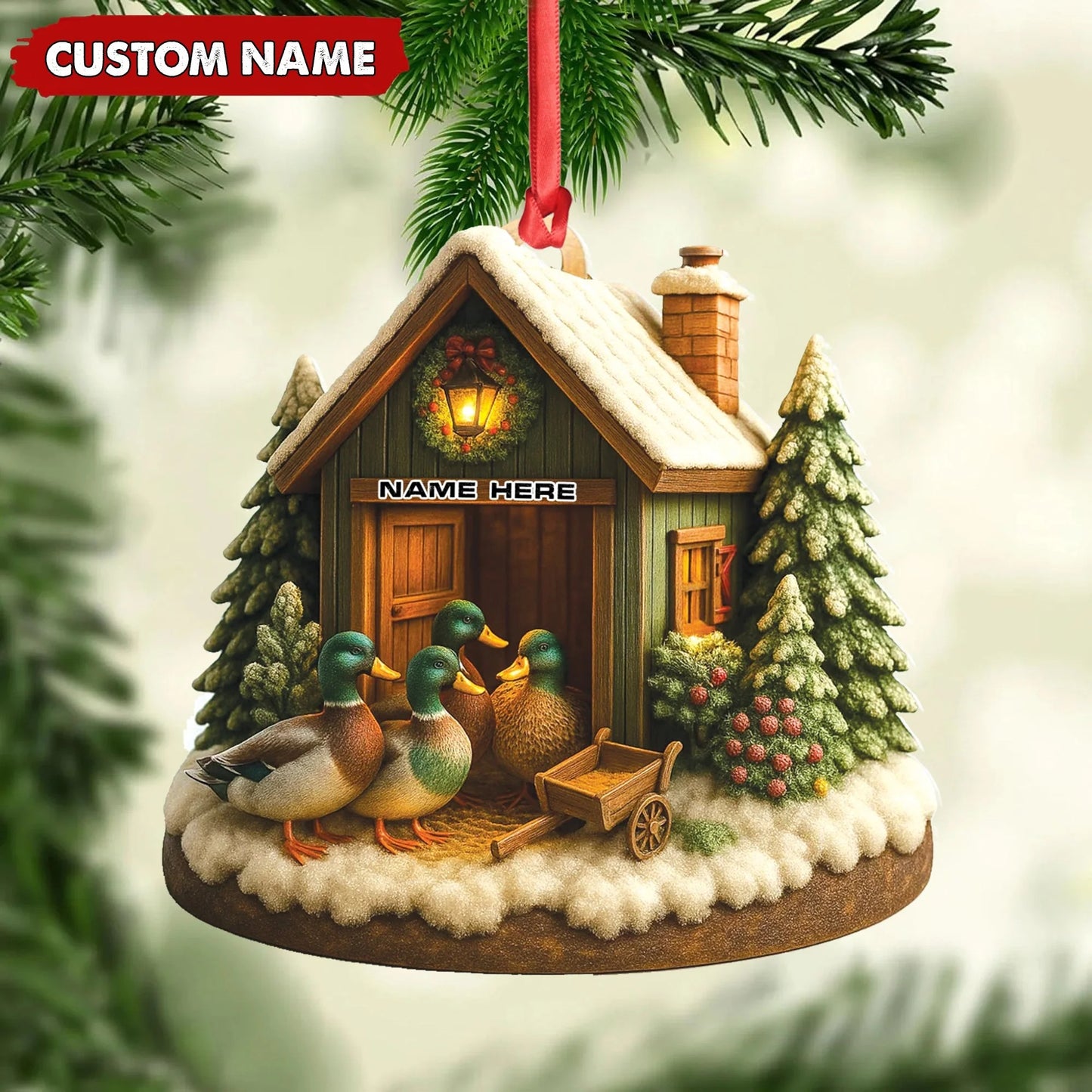 Personalized Acrylic Deer Family Christmas Ornament - Rustic Holiday Cabin Decor for Hunters & Wildlife Lovers