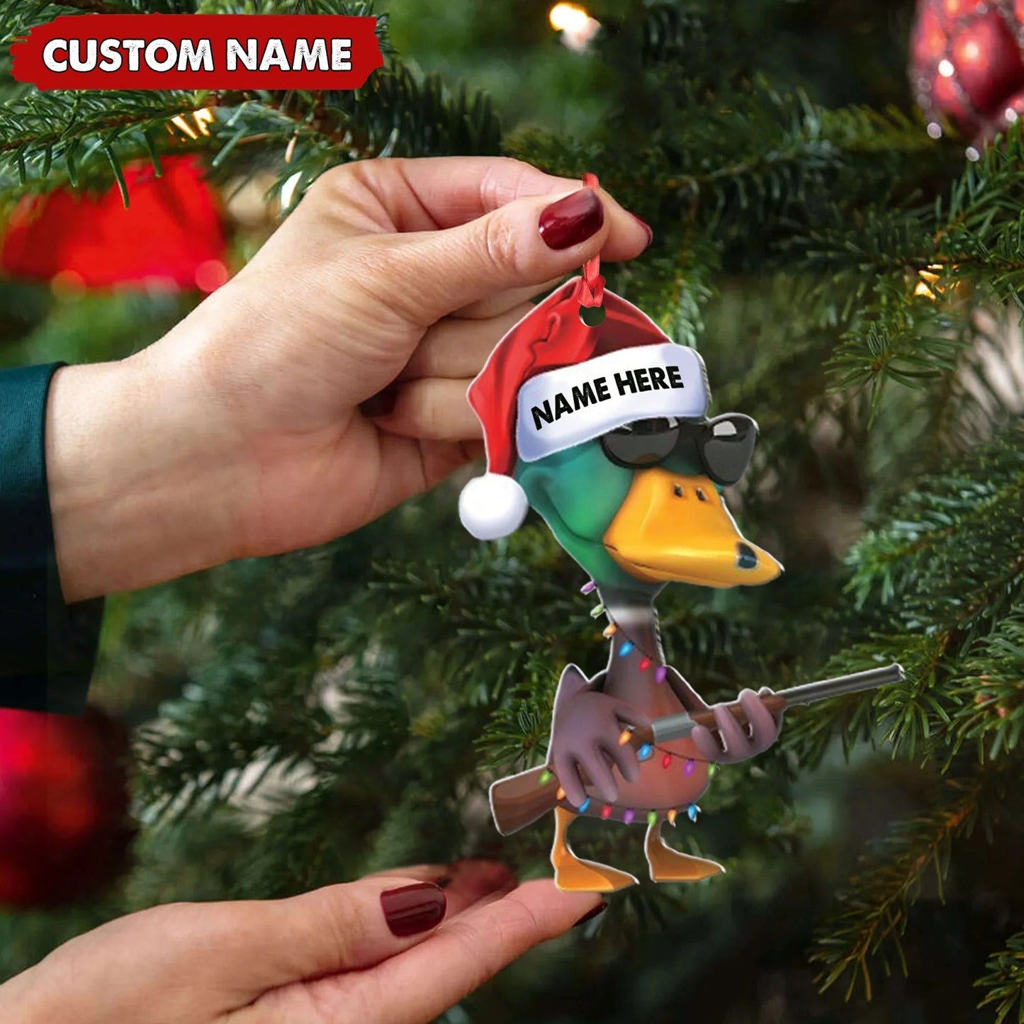 Personalized Funny Duck Hunting Acrylic Christmas Ornament Custom Gift for Hunters & Outdoor Lovers