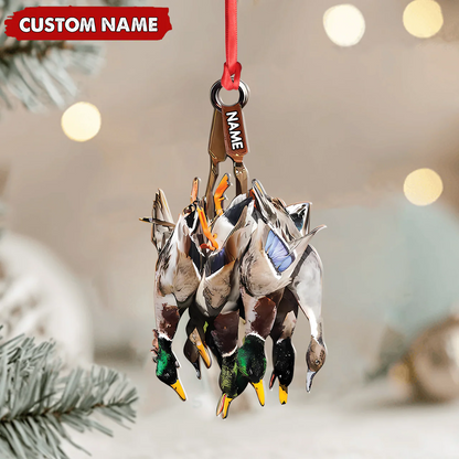 Custom Duck Hunting Acrylic Ornament - Personalized Waterfowl Christmas Decoration