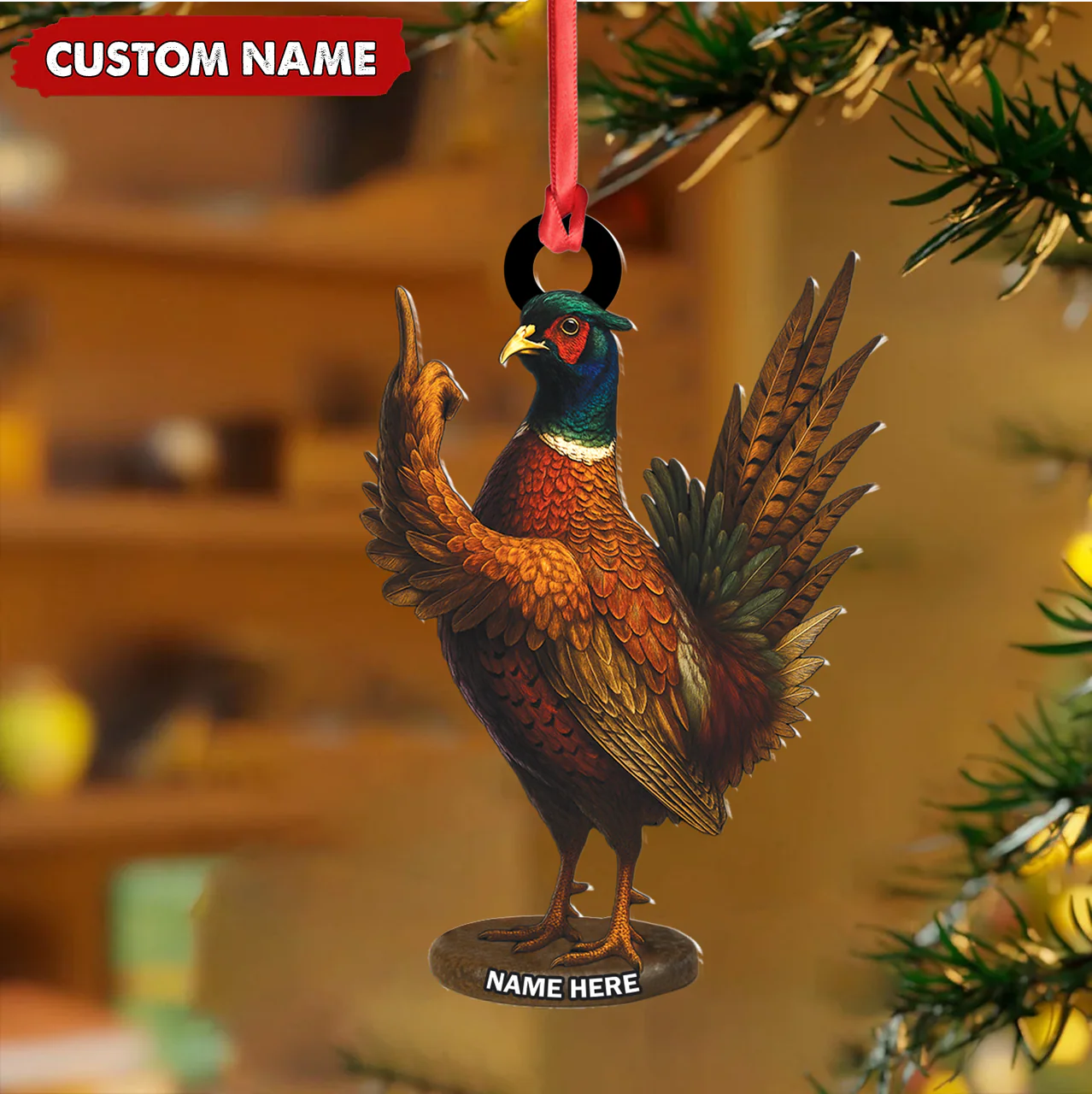 Personalized Funny Pheasant Acrylic Ornament - Custom Christmas Gift for Hunters & Bird Lovers