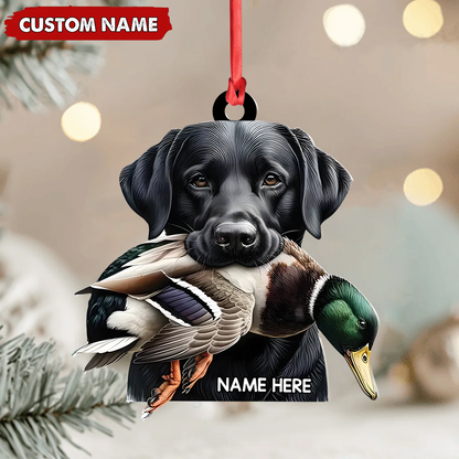 Personalized Hunting Dog Acrylic Ornament - Personalized Labrador Retriever & Duck Christmas Gift