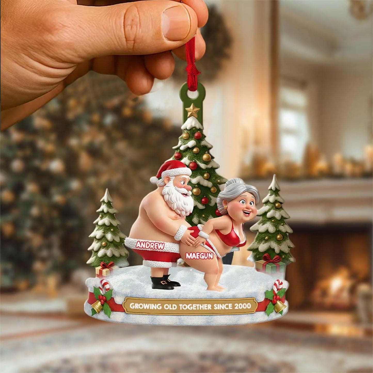 Funny Old Couple - Personalized Gifts For Couple Ornament