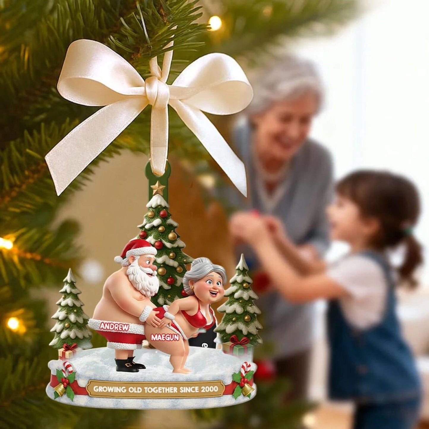 Funny Old Couple - Personalized Gifts For Couple Ornament
