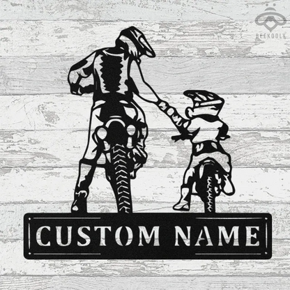 Custom Motocross Family Dad Mom Daughter Metal Wall Art Sign