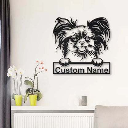 Personalized Papillon Dog Metal Sign Art