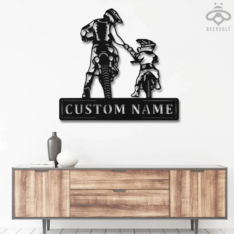 Custom Motocross Family Dad Mom Daughter Metal Wall Art Sign