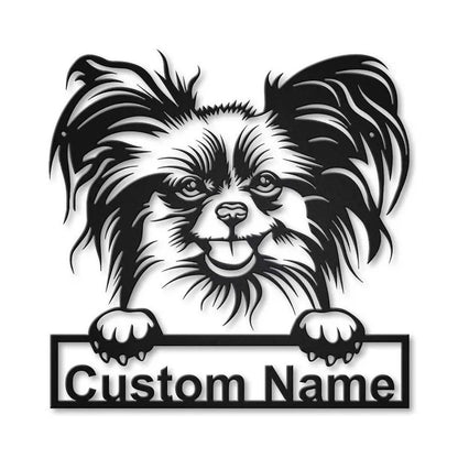 Personalized Papillon Dog Metal Sign Art