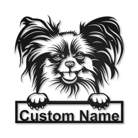 Personalized Papillon Dog Metal Sign Art