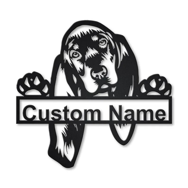 Personalized Black And Tan Coonhound Metal Sign Art