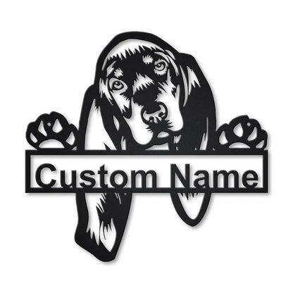 Personalized Black And Tan Coonhound Metal Sign Art