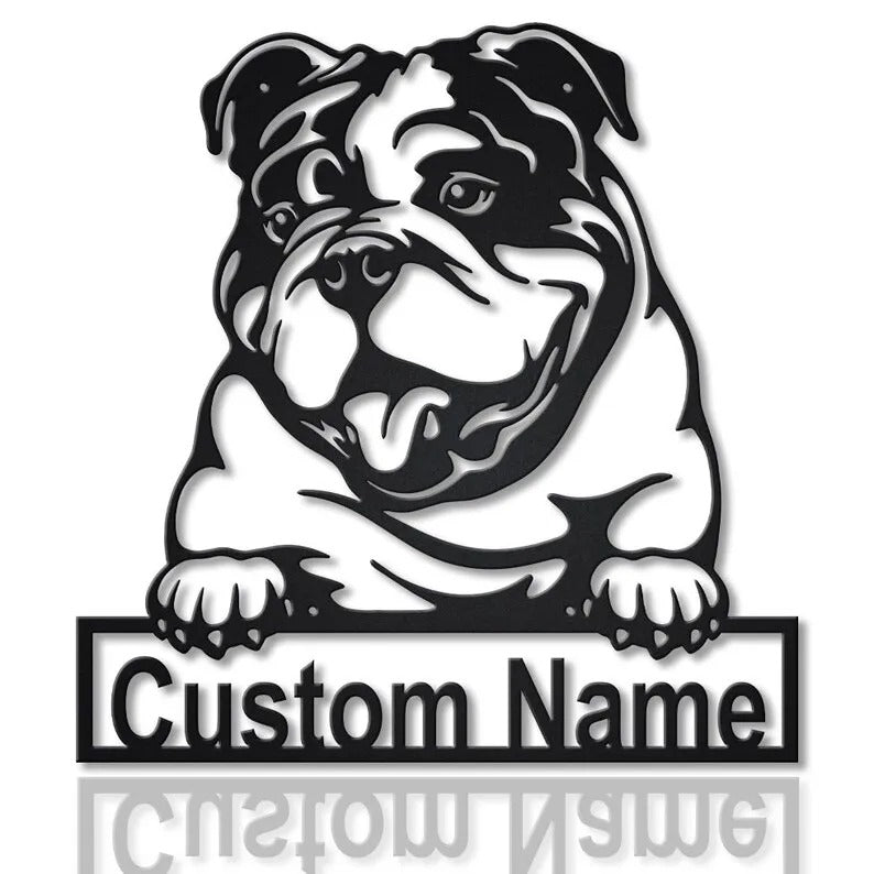 Personalized English Bulldog Metal Sign Art