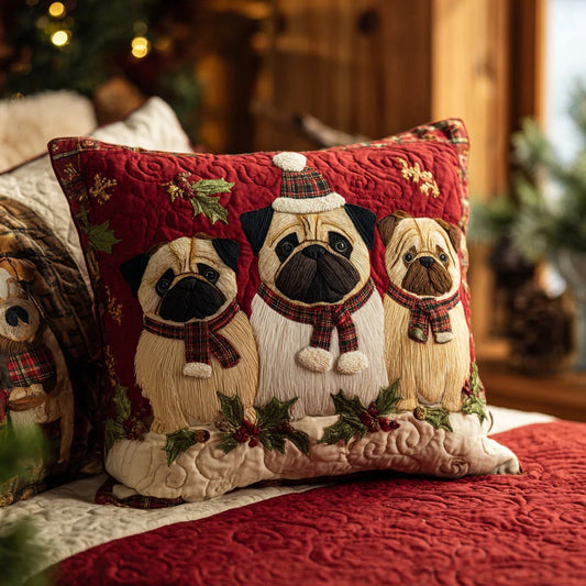 Merry Pugmas Quilted Pillow Case