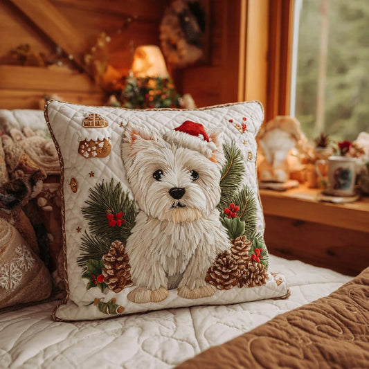 Westie Winter Wonderland Quilted Pillow Case