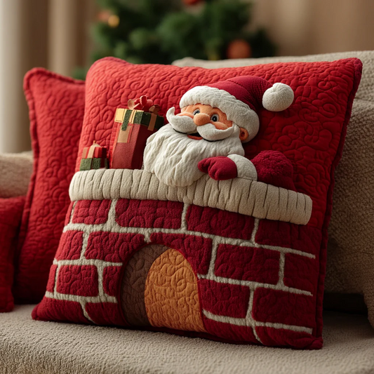 Santa Claus Hearth Mirage Quilted Pillow