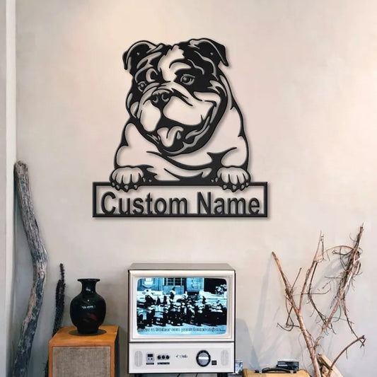 Personalized English Bulldog Metal Sign Art
