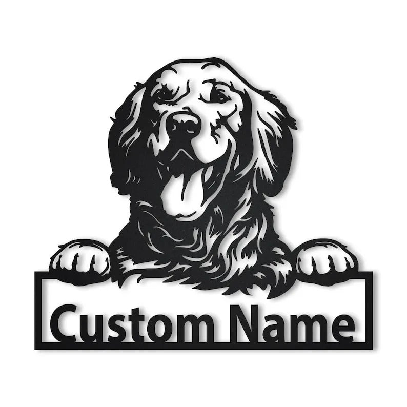 Personalized Golden Retriever Dog Metal Sign Art