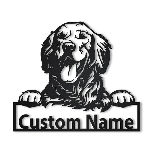Personalized Golden Retriever Dog Metal Sign Art