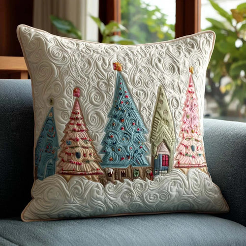 Golden Garland Tree Quilted Pillow Case