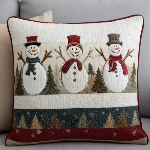 Snowy Friends Quilted Pillow Case